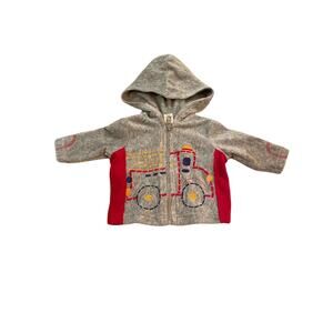 Little Me     Boy's Firetruck fireman zip hoodie 3months